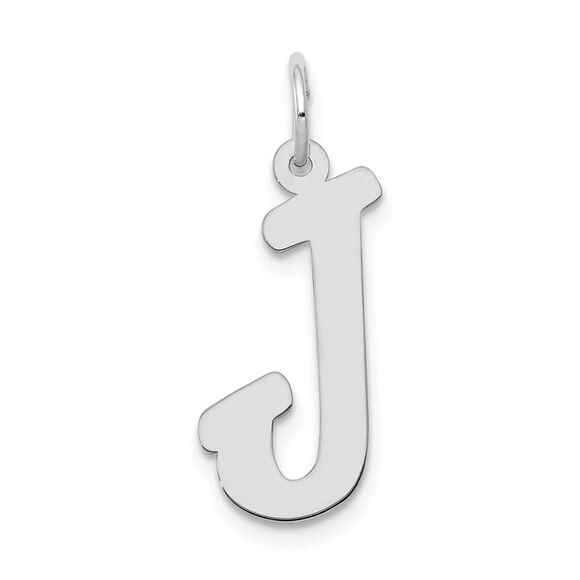 14k White Gold, Madison Collection LG Classic Script Initial J Pendant - Picture 1 of 5